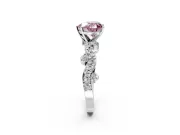 Solitaire Engagement Ring Setting for Fancy Pink Heart-Shaped Center with Bar-Station Pave Twist and Prong Head in Sterling Silver