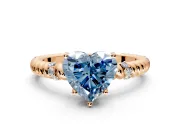 Rope Engagement Ring Setting for Fancy Blue Heart-Shaped Center with Accent Shoulders and Prong Head in Rose Gold