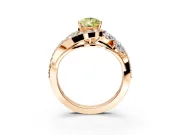 Halo Engagement Ring Setting for Fancy Yellow Pear-Shaped Center with Marquise and Pave Bypass Band and Prong Head in Rose Gold