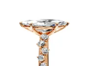 Cluster Engagement Ring Setting for Marquise Center with Round Cut Accent Band and Prong Head in Rose Gold