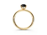 Hidden Halo Engagement Ring Setting for Fancy Black Pear-Shaped Center with Thin Rounded Band and Prong Head in Yellow Gold