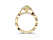 Halo Engagement Ring Setting for Fancy Yellow Marquise Center with Twist Band and Prong Head in Yellow Gold