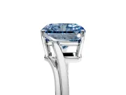 Solitaire Engagement Ring Setting for Fancy Blue Radiant Cut Center with Plain Bypass Twist Band and Prong Head in Sterling Silver