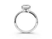 Solitaire Engagement Ring Setting for Asscher Cut Center with Multi-Row Pave Accents and Basket Head in Sterling Silver