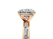 Solitaire Engagement Ring Setting for Radiant Cut Center with Channel Baguette Band and Prong Head in Rose Gold