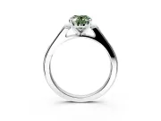 Solitaire Engagement Ring Setting for Fancy Green Oval Center with Channel Accents and Prong Head in White Gold