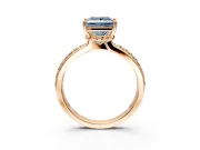Solitaire Engagement Ring Setting for Fancy Blue Princess Cut Center with Raised Channel Band and Prong Head in Rose Gold