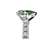 Solitaire Engagement Ring Setting for Fancy Green Pear-Shaped Center with Single Row Accent Band and Prong Head in Platinum