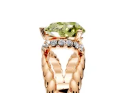 Halo Engagement Ring Setting for Fancy Yellow Heart-Shaped Center with Rope Twist Split Shank and Prong Head in Rose Gold