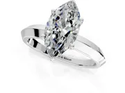 Solitaire Engagement Ring Setting for Marquise Center with Wide Knife Ridge Band and Prong Head in White Gold