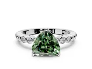 Solitaire Engagement Ring Setting for Fancy Green Heart-Shaped Center with Bezel-Dot Beaded Band and Prong Head in Platinum