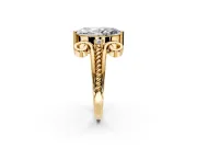 Solitaire Engagement Ring Setting for Marquise Center with Twisted Band and Scroll Prong Head in Yellow Gold
