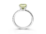 Solitaire Engagement Ring Setting for Fancy Yellow Asscher Cut Center with Large Accents and Prong Head in Platinum