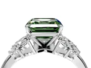 Leaf Cluster Engagement Ring Setting for Fancy Green Asscher Cut Center with Marquise Accents and Prong Head in Platinum