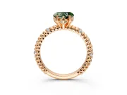 Rope Engagement Ring Setting for Fancy Green Heart-Shaped Center with Accent Shoulders and Prong Head in Rose Gold