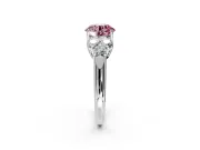 Cluster Engagement Ring Setting for Fancy Pink Round Cut Center with Round Cut Accent Frame and Prong Head in Sterling Silver