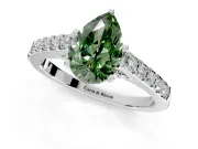 Solitaire Engagement Ring Setting for Fancy Green Pear-Shaped Center with Crossover Accents and Prong Head in Sterling Silver