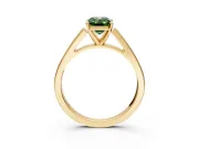 Solitaire Engagement Ring Setting for Fancy Green Emerald Cut Center with Tapered Split Shoulders and Prong Head in Yellow Gold