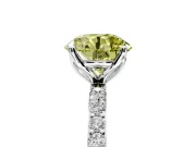 Solitaire Engagement Ring Setting for Fancy Yellow Round Cut Center with Fine Pave Accents and Prong Head in Sterling Silver