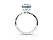 Minimalist Solitaire Engagement Ring Setting for Fancy Blue Princess Cut Center with Thin Band and Prong Head in Sterling Silver