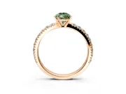 Solitaire Engagement Ring Setting for Fancy Green Pear-Shaped Center with Large Accent Band and Prong Head in Rose Gold