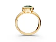 Solitaire Engagement Ring Setting for Fancy Green Round Cut Center with Wide Band and Bezel Head in Yellow Gold