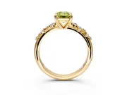 Solitaire Engagement Ring Setting for Fancy Yellow Emerald Cut Center with Trailing Leaf Accent Band and Prong Head in Yellow Gold