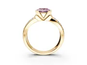 Bezel Engagement Ring Setting for Fancy Pink Princess Cut Center with Wide Channel-Set Band and Bezel Head in Yellow Gold