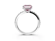 Solitaire Engagement Ring Setting for Fancy Pink Asscher Cut Center with Large Accent Band and Prong Head in Sterling Silver