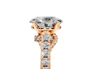 Solitaire Engagement Ring Setting for Oval Center with Crossover Accents and Prong Head in Rose Gold