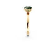 Solitaire Engagement Ring Setting for Fancy Green Round Cut Center with Thin Rounded Plain Band and Prong Head in Yellow Gold