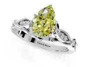 Solitaire Engagement Ring Setting for Fancy Yellow Pear-Shaped Center with Marquise and Bezel Accents and Prong Head in Sterling Silver