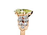 Cluster Engagement Ring Setting for Fancy Yellow Pear-Shaped Center with 2-Row Shoulder Clusters and Prong Head in Rose Gold