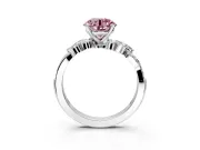 Solitaire Engagement Ring Setting for Fancy Pink Round Cut Center with Marquise Accent Twist Band and Prong Head in White Gold