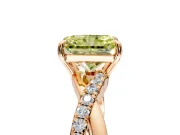 Crossover Engagement Ring Setting for Fancy Yellow Radiant Cut Center with Pave and Plain Strands and Prong Head in Rose Gold