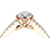 Solitaire Engagement Ring Setting for Pear-Shaped Center with Pave Split Shank and Prong Head in Rose Gold