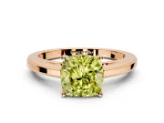 Solitaire Engagement Ring Setting for Fancy Yellow Cushion Cut Center with Flat-Sided Plain Band and Prong Head in Rose Gold