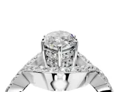 Halo Engagement Ring Setting for Marquise Center with Pave Infinity Twist Band and Prong Head in White Gold