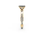 Solitaire Engagement Ring Setting for Emerald Cut Center with Channel Baguette Band and Prong Head in Yellow Gold
