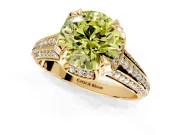Solitaire Engagement Ring Setting for Fancy Yellow Round Cut Center with Accented Split Shank and Prong Head in Yellow Gold