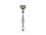 Solitaire Engagement Ring Setting for Fancy Green Asscher Cut Center with Channel Baguette Band and Prong Head in White Gold