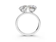 Round Cut and Emerald Cut Lab-Grown Diamond Toi et Moi Engagement Ring with Prong-Set Stones in Sterling Silver