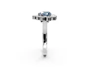 Cluster Halo Engagement Ring Setting for Fancy Blue Heart-Shaped Center with Milgrain Bezel Accents and Prong Head in Platinum