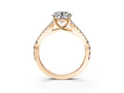 Solitaire Engagement Ring Setting for Round Cut Center with Pave Split Shank and Prong Head in Rose Gold