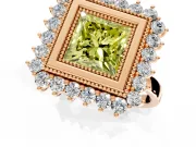 Halo Engagement Ring Setting for Fancy Yellow Princess Cut Center with Milgrain Bezel Rim, Plain Band and Prong Head in Rose Gold