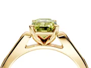Solitaire Engagement Ring Setting for Fancy Yellow Emerald Cut Center with Channel Accents and Prong Head in Yellow Gold