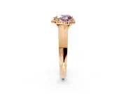 Halo Engagement Ring Setting for Fancy Pink Heart-Shaped Center with Knife Ridge Cathedral Band and Prong Head in Rose Gold