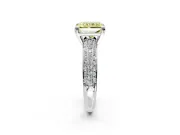Solitaire Engagement Ring Setting for Fancy Yellow Radiant Cut Center with Multi-Row Pave Accents and Basket Head in Platinum