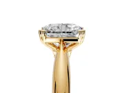 Solitaire Engagement Ring Setting for Radiant Cut Center with Reverse Tapered Band and Prong Head in Yellow Gold