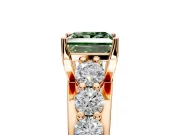 Solitaire Engagement Ring Setting for Fancy Green Princess Cut Center with Graduated Shared Prongs and Prong Head in Rose Gold